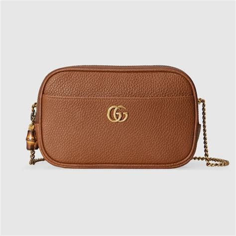 borsa sella gucci color cuoio|Mini borsa con Doppia G e bambù in pelle color cuoio .